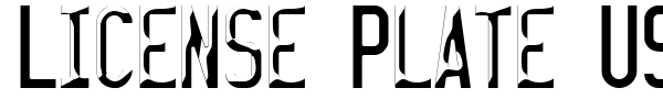 License Plate USA font preview